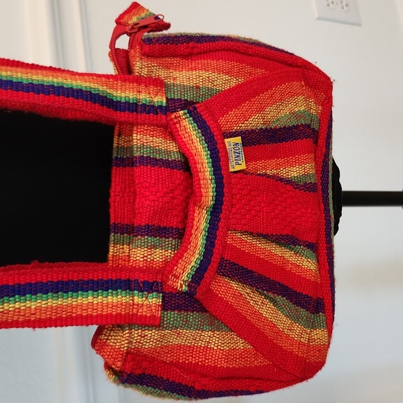 Pinzon Colorful Red Boho Hippie Shoulder Bag Made in Mexico Open Zip Top - Picture 1 of 3